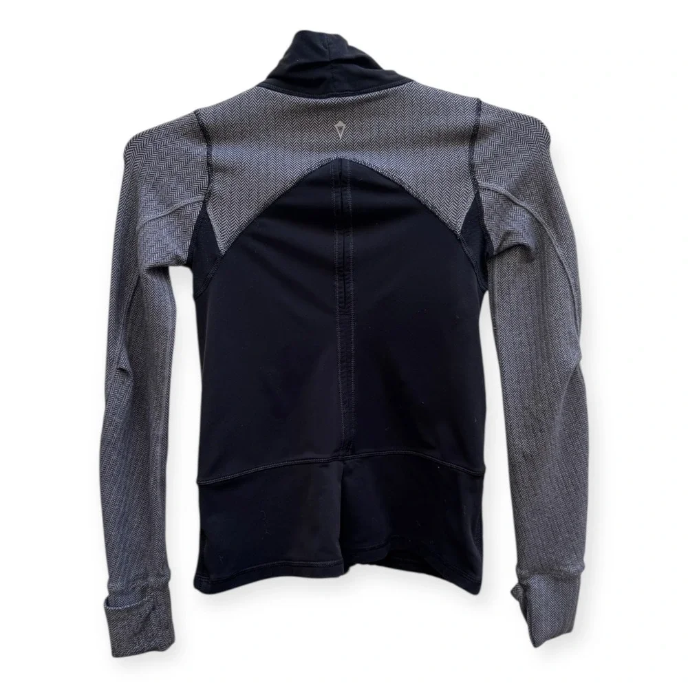 Ivivva Girls‎ Activewear Jacket Size 10 Black Gray Herringbone Full Zip